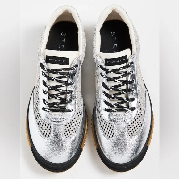 Stella McCartney S-Wave Sport Mesh Silver Sneakers Size 35 EU NIB - Picture 3 of 5